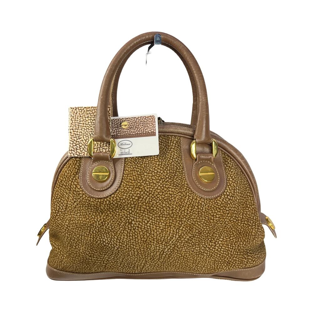 Borbonese by Redwall OP Suede Print Dome Satchel Bag Italy Vintage